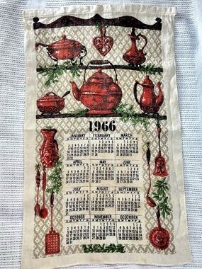 1966 Linen Calendar Tea Towel